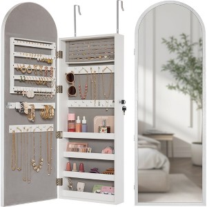 Best Choice Products Door/Wall Mounted Arch Mirror Jewelry Armoire, w/ Metal Frame, Lockable Door - 1 of 4