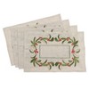 Saro Lifestyle Embroidered Holly Design Christmas Linen Blend Placemat - Set of 4, 14"x20", Beige - 3 of 3