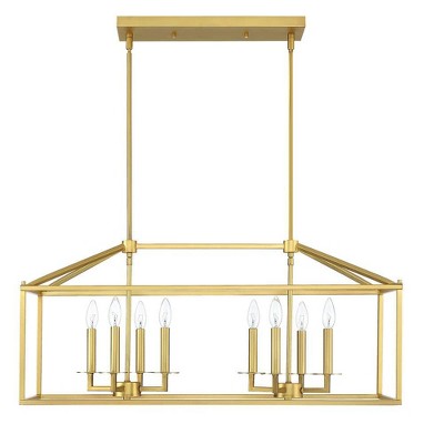 8-Light Soft Gold Dimmable Lantern Geometric Chandelier