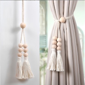 Nordic minimalist wooden beads and tassels Curtain Tiebacks - Tree City - 1 of 4
