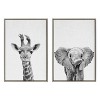 (Set of 2) Sylvie Baby Giraffe Elephant Framed Canvas by Simon Te - Kate & Laurel All Things Decor - 2 of 4