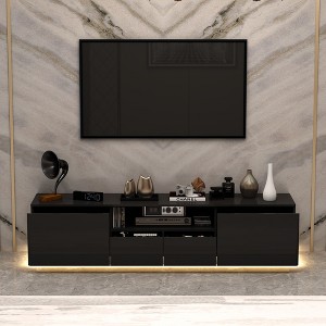 FUFU&GAGA High Gloss Finish TV Stand with Drawer Bottom Light Strip Entertainment Centre - 1 of 4
