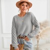 Women‘s Cream Sweater Long Sleeve Honeycomb Knit Pullover -Cupshe - 3 of 4