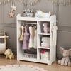 Angel Sar Kids Dress Up Storage Rack with Mirror, Wooden Costume Organizer with Hanging Rod & Hooks, White Toddler Wardrobe - 2 of 4