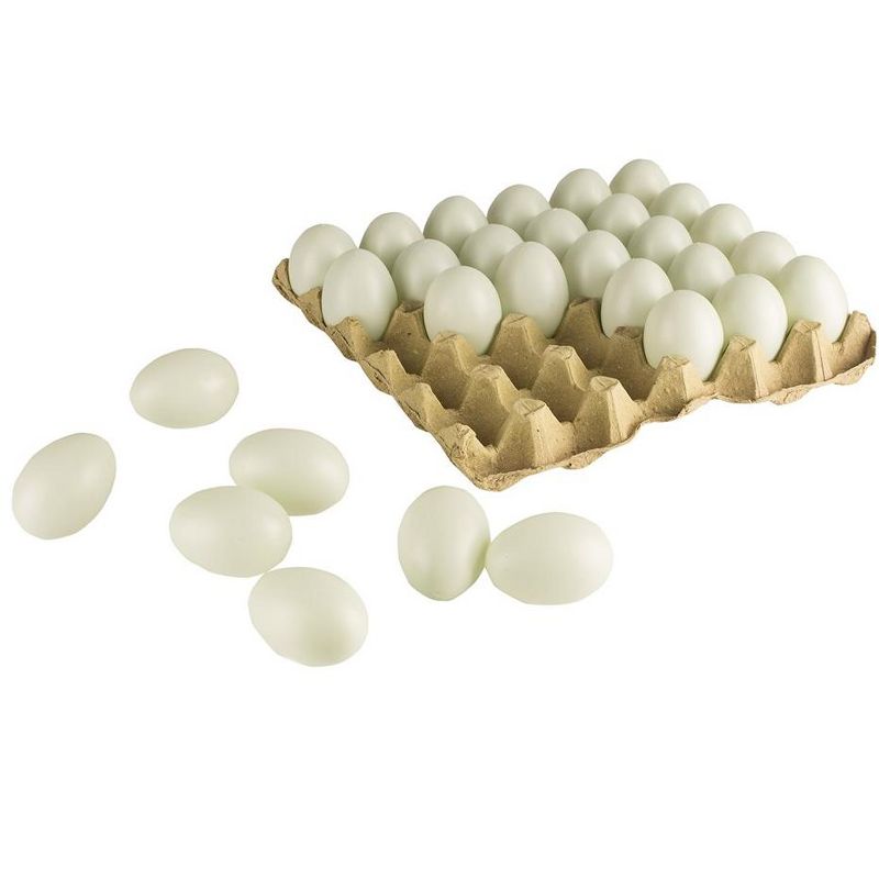 30 Fake Chicken Eggs On Tray Realistic Egg Toy Food Playset For Kids- Pretend Play Artificial Kitchen Foods - Light Green Faux Duck Eggs Kitchen Decor, 3 of 5