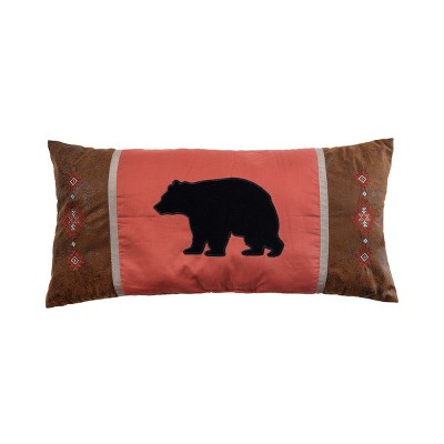 C&F Home 12" x 24" Leather Black Bear Applique & Embroidered Thanksgiving Throw Pillow