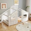 Costway Twin Size House Floor Bed with LED Lights Solid Wood Bed Frame without Slats Gray/Natural/White - 4 of 4