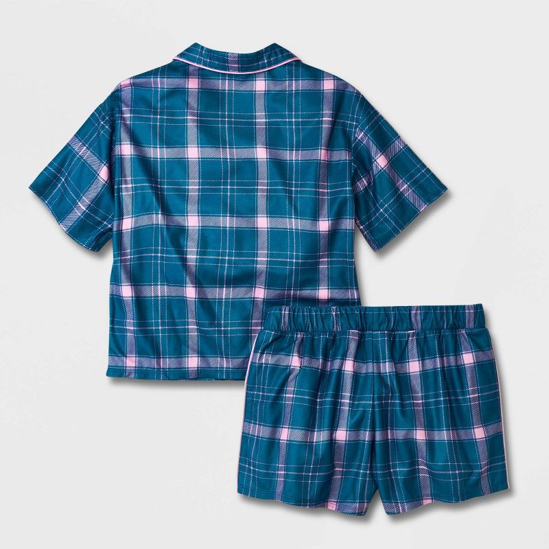 Girls' 2pc Flannel Short Sleeve Button Up Pajama Set - art class™, 3 of 5