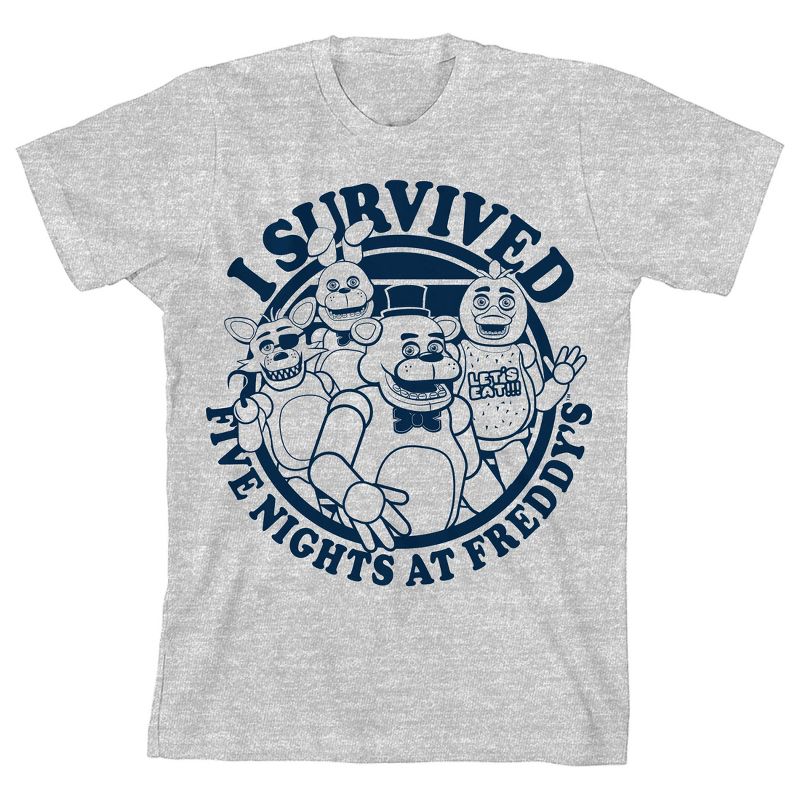 Five Nights at Freddy's I Survived Boy's Heather Grey T-shirt, 1 of 2