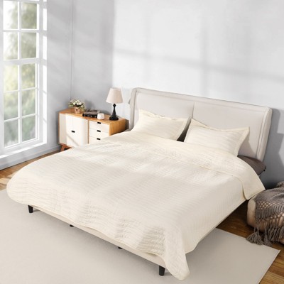 VEVOR Queen Quilt Set, 3-Piece Lightweight Comforter, Microfiber Queen Size Bedding Set, Beige Bedspreads with 1 Quilt and 2 Pillow Shams, Beige — фото 2