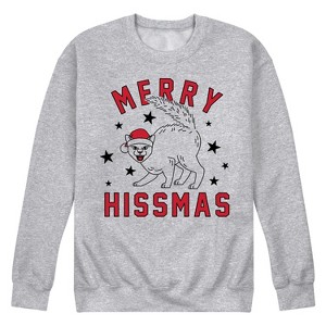 Men's - Instant Message - Holiday Cat Merry Hissman Graphic Fleece Sweatshirt - 1 of 4