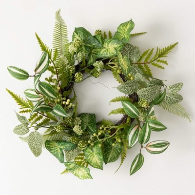 Sullivans Artificial Candle Mini Wreath 18.5"H; Green