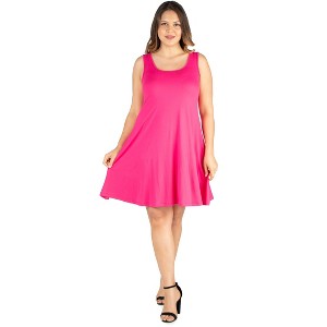24seven Comfort Apparel Fit and Flare Knee Length Plus Size Tank Dress - 1 of 4
