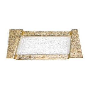 HomeRoots 13" Gold Glass Snack Or Vanity Tray - 1 of 4