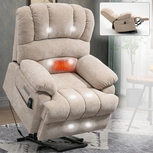 ChicFurnit Living Room Chair Arm Chair Accent Chair Lift Recliner with Massage Heat USB Port for Living Room, Beige/Brown/Gray, 38.5"*41"*42" - 1 of 4
