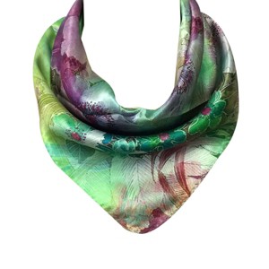 Wrapables 100% Charmeuse Silk Square Scarf Neckerchief, Pansies - 1 of 4
