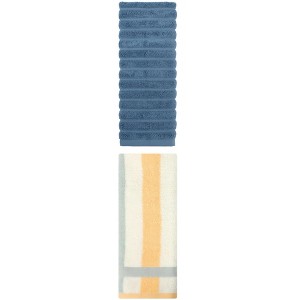 REGALWOVEN Pure Cotton Striped Decorative Hand Towel for Bathroom 14" x 30"/13" x 29" 2 Pcs - 1 of 4