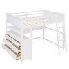 NicBex Full Size Bunk Bed with Desk Loft Bed Pine Frame Bed Frame with Storage Drawers, Shelves, Guardrails and Inclined Ladder - 3 of 4