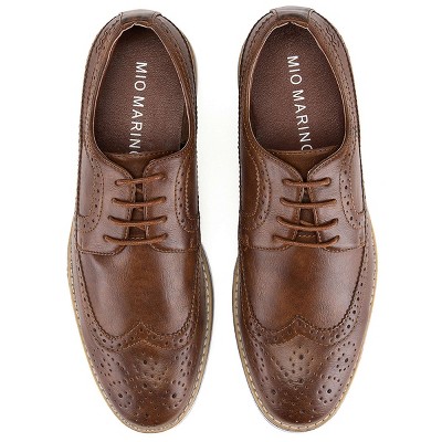 Mio Marino Men's Ornate Wingtip Oxford Shoes Butterscotch Brown