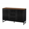 Homy Casa Modern 4 Door Sideboard Buffet Cabinet with Slatted Design and Adjustable Storage, Black - 2 of 4