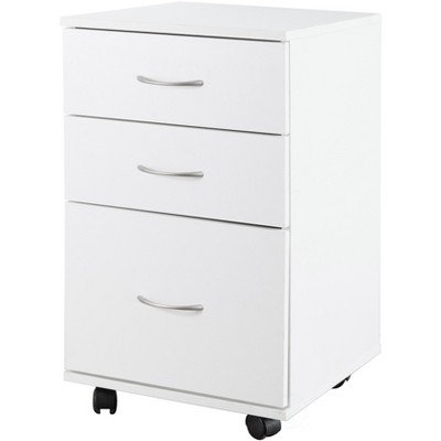 Basicwise Office File Cabinet 3 Drawer Chest With Rolling Casters ...