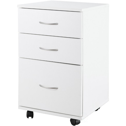 Basicwise Office File Cabinet 3 Drawer, File Cabinet With Wheels White