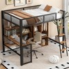 Full Size Metal Loft Bed with Built-in Desk, Wardrobeand Shelves - 2 of 4