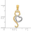 Black Bow Jewelry 14k Two Tone Gold Cat and Heart Silhouette Pendant, 11 x 26mm - 3 of 4