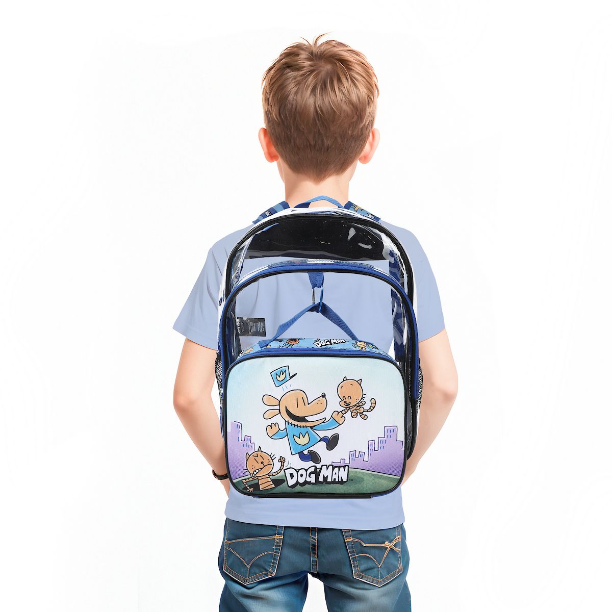 Dog Man 2-Piece 16” Kids Clear Backpack & Lunch Box Set For School And Travel - thumbnail 7