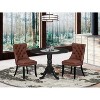 3-Piece Black Finish Solid Wood Top-Round Upholstered Dining Room Set -Seats 4 - 2 of 4