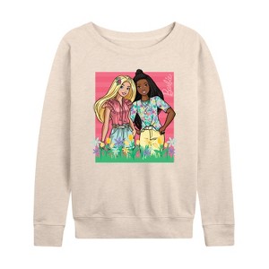 Women's - Barbie - Easter Lightweight French Terry Wide Neck Long Sleeve Shirt - 1 of 4