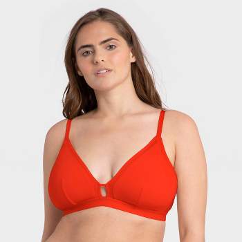 adviicd Under Outfit Bras for Women Women's Bralette Wireless Padded Bra  Top Everyday Basic Deep V-Neck Red Large