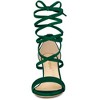Allegra K Women's Faux Velvet Open Toe Strappy Lace-Up Chunky Heel Sandals - 3 of 4