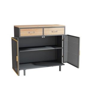 NicBex 47.64 Inch 4-Door Modern Sideboard Storage Cabinet with Drawers for Living Room,Office and Entryway,Dark Gray - 1 of 4