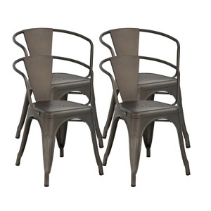 BestMassage Metal Dining Chairs Set of 4 Patio Chairs, Bronze - 1 of 4