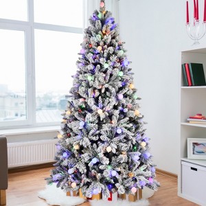 LOVMOR 7.5FT PE+PVC Floceked Christmas Tree with Easy Power & Memory Wire Technology, 400 Dual-Color LEDs With 10 Function - 1 of 4