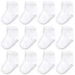 Touched by Nature Baby and Toddler Organic Cotton Blend Socks with Non-Skid Gripper for Fall Resistance, White