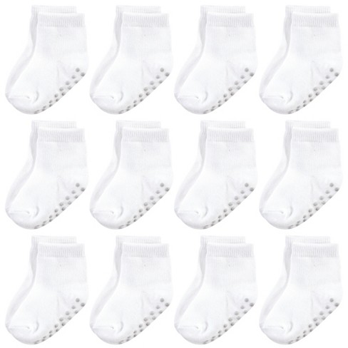 Touched By Nature Baby And Toddler Organic Cotton Blend Socks With Non-skid  Gripper For Fall Resistance, White, 2-4 Toddler : Target