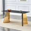 XIYUYEU Dining Table 63" Marble-Patterned Slab Table with Stainless Steel Butterfly Legs - 2 of 4