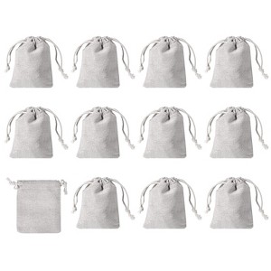Unique Bargains Bank Coin Deposit Change Transit Bags Canvas Money Bag with Drawstring Beige 12 Pcs - 1 of 4