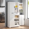 Fluted Pantry Cabinet with Keyboard Drawers & Door Spice Racks, Tall Freestanding Storage Cupboard with Adjustable Shelf for Kitchen, Dining Room - 3 of 4