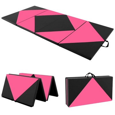 Costway Folding Gymnastics Mat 8' X 4' X 2'' Pu Leather Tumbling