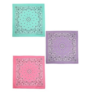 CTM Women's Cotton Pastel Paisley Print Bandana Kit (Pack of 3) - 1 of 4