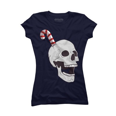 Junior's Design By Humans Christmas skull By AllenStudio T-Shirt