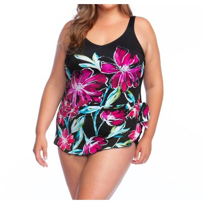 Women's Plus Size Sarong One Piece Swimsuit - Maxine of Hollywood