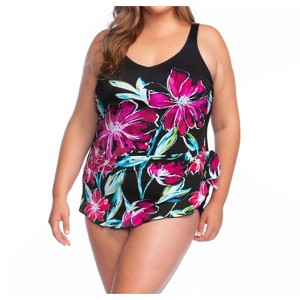 Women's Plus Size Sarong One Piece Swimsuit - Maxine of Hollywood - 1 of 2