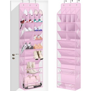 Clear Over-The-Door Shoe Organizer, Holds 20 Pairs - Large Deep Pocket Hanging Rack for Sneakers, Boots & Closet Storage - 1 of 4
