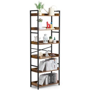 VEVOR Metal Bookshelf, 6-Tier Industrial Bookshelf, Tall Wide Rustic Vintage Storage Bookcase with Open Shelves, Freestanding Display Shelving - 1 of 4