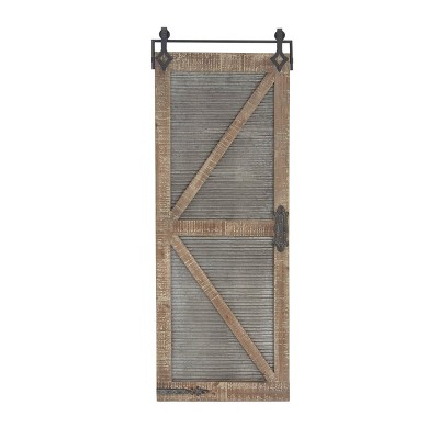 67" x 25" Farmhouse Distressed Wood and Iron Barn Door Wall Panel - Olivia & May