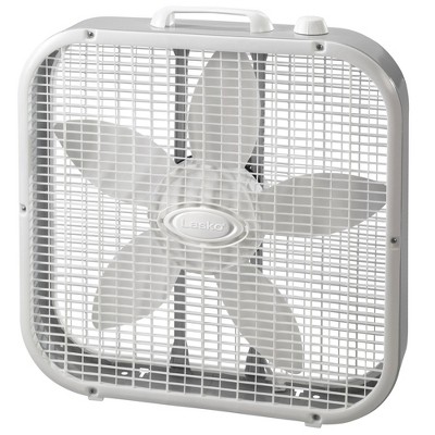 Lasko 3733 Box Fan White: 20" Portable Floor Fan for Rooms, 3 Speeds, Air Circulation, Indoor Use, ETL Listed
